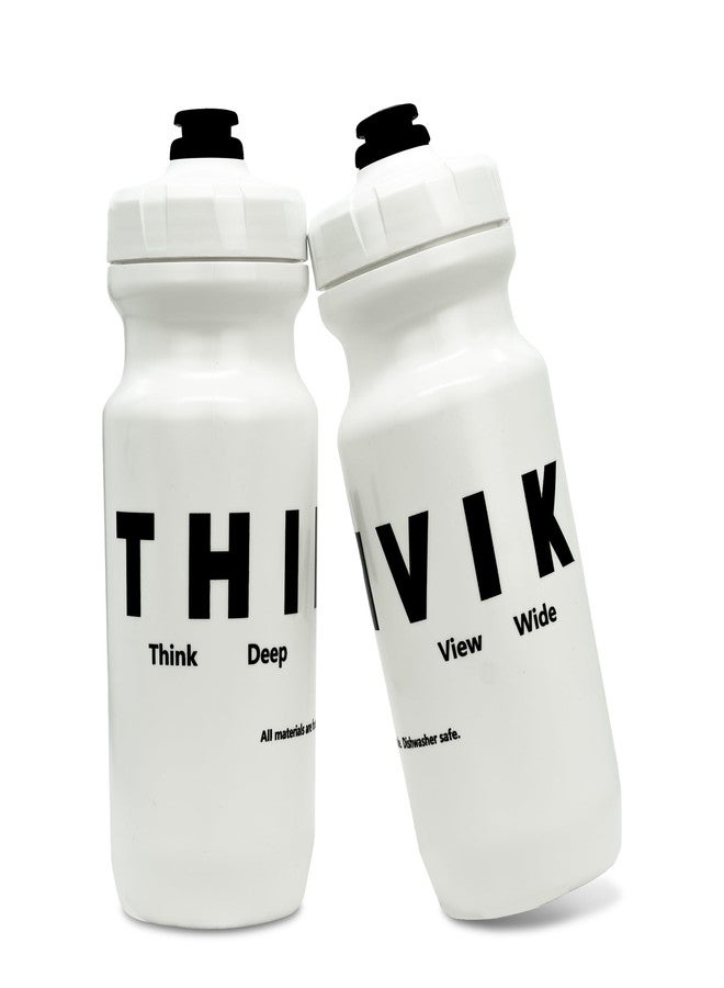 Thinvik Dishwasher Safe Bike Water Bottles 620ml(20.97oz) Food-Grade Materials A Pair of Bicycle White Water Bottles - Image 1