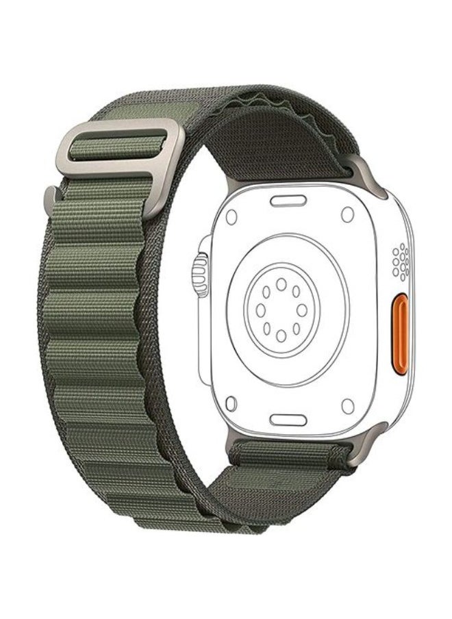 Generic - Flexible Fit Alpine Loop For Apple Watch 45/49mm Nylon Woven Ring Strap Series 8 & 8Ultra 49 - Green - Image 1