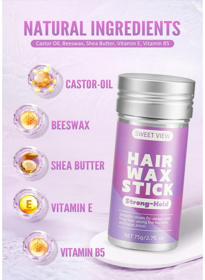 SWEET VIEW Hair Wax Stick & Slick Back Hair Brush Set for Smooth Flyaways, Frizz, Sleek Ponytail, Bun, Styling Accessory for Girls, Kids - Image 1