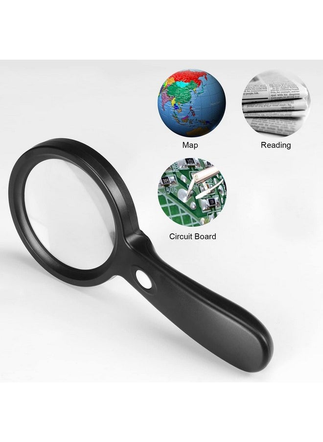 Magnifying Glass with Light, 10X Handheld Large Magnifying Glass 12 LED Illuminated Lighted Magnifier for Macular Degeneration, Seniors Reading, Soldering, Inspection, Coins, Jewelry, Exploring