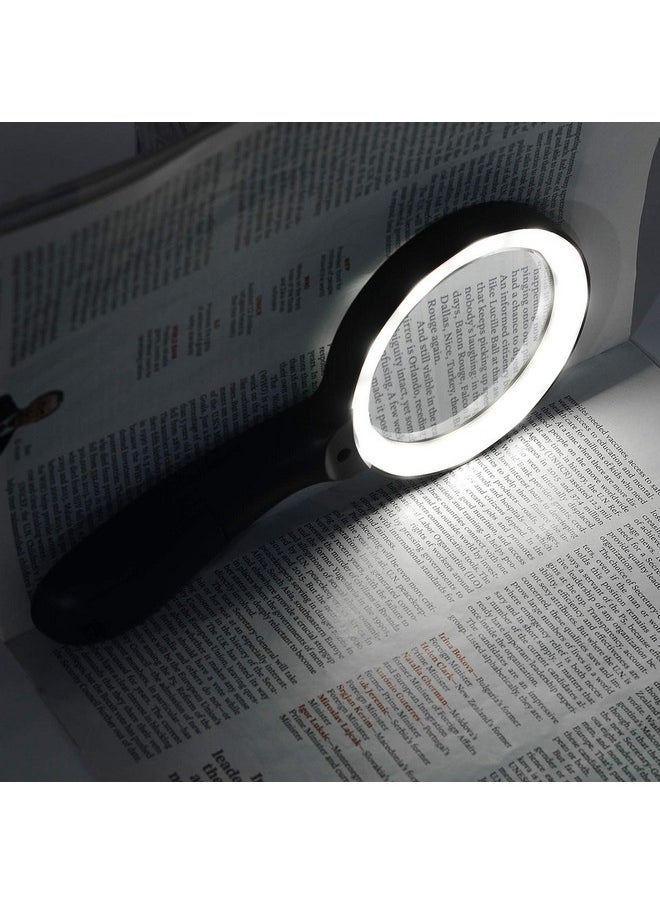Magnifying Glass with Light, 10X Handheld Large Magnifying Glass 12 LED Illuminated Lighted Magnifier for Macular Degeneration, Seniors Reading, Soldering, Inspection, Coins, Jewelry, Exploring