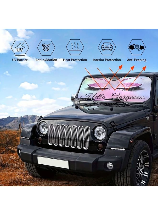 Beauty Glitter Eyelash Car Sunshade Easy Install Windshield UV Protection for Vehicles - Image 5