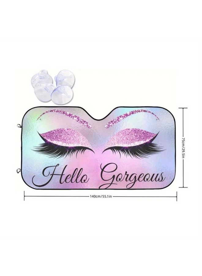 Beauty Glitter Eyelash Car Sunshade Easy Install Windshield UV Protection for Vehicles - Image 2