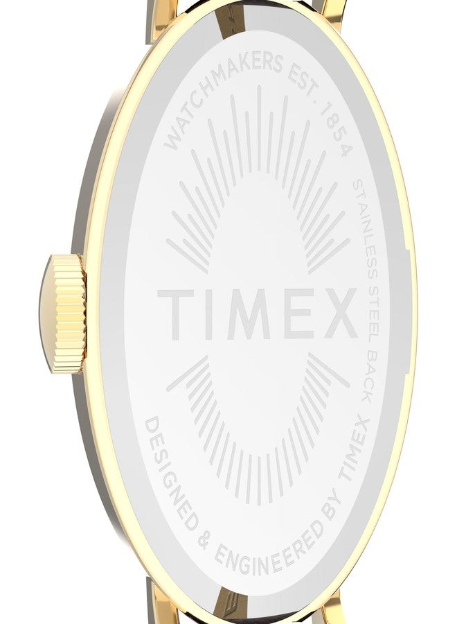 Timex Women's Cavatina 19mm Watch - Brown Strap White Dial Gold-Tone Case - Image 4