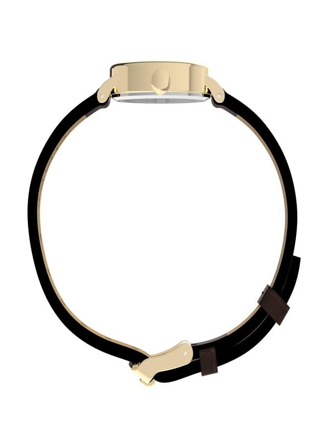 Timex Women's Cavatina 19mm Watch - Brown Strap White Dial Gold-Tone Case - Image 2