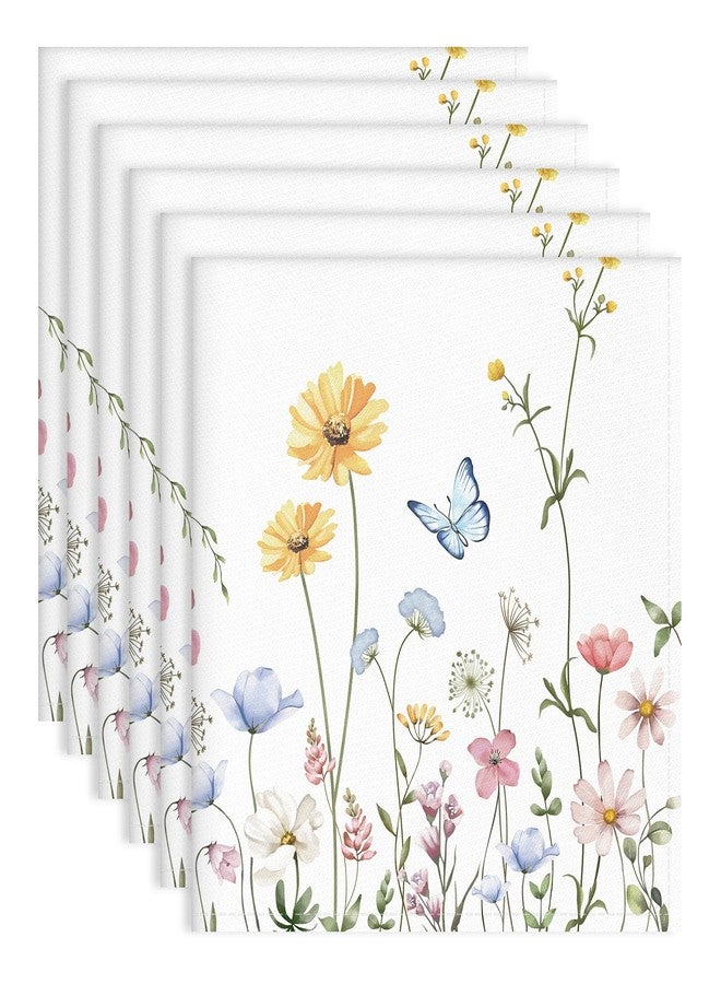 Arquiel Floral Butterfly Napkins, 18×18 Inch French Country Dinner Cloth Napkins Set of 6, Washable Cotton Soft Absorbent Square Napkins for Dining Kitchen Party Wedding Decoration - Image 1