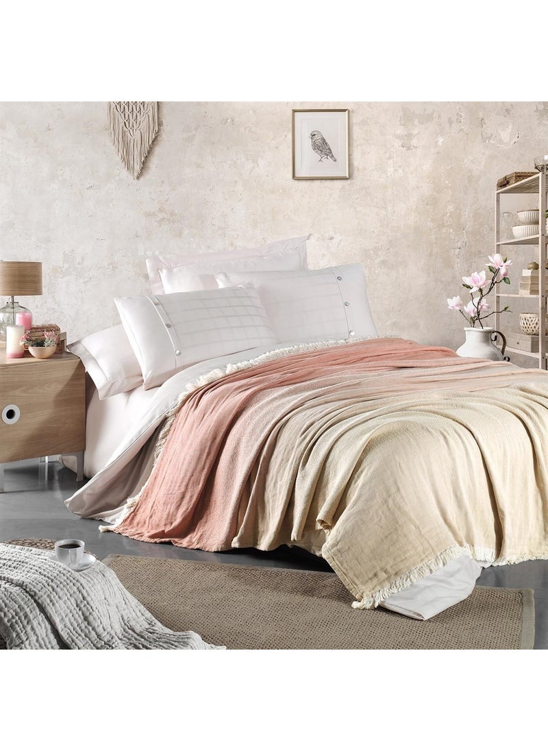 Miespiga Rainbow Cotton Gradient Jacquard Woven King Size 240X260CM Antiallergic Breathable Four Season Pique Bedspread  - Image 1