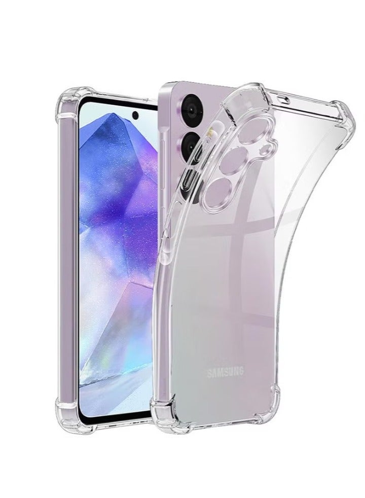 2 in 1 Samsung Galaxy A55 5G Phone Case Cover & Screen Protector - Shockproof Clear Slim TPU Protective Phone Cover & Full Coverage Delicate Touch Tempered Glass Screen Protector for Samsung Galaxy A55 5G - Image 3