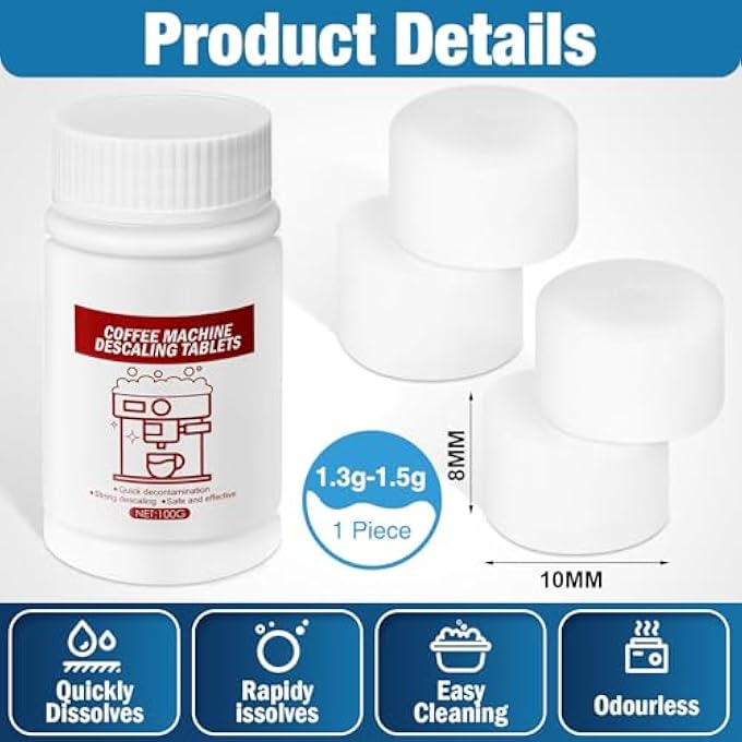 Azonee Espresso Machine Cleaning Tablets 600 Pcs Compatible With Breville Barista Express Gaggia Delonghi Jura Philips Coffee Maker Pot Descaling Tablets For Baristas Clean Coffee Grease Residue - Image 2