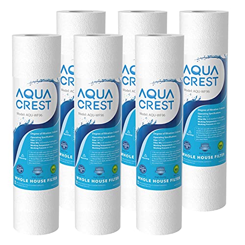 فلتر مياه كامل المنزل AQUA CREST AP110 بديل فلتر الرواسب 5 ميكرون لفلتر 3M AquaPure AP110 Culligan P5 APEC GE FXUSC Whirlpool أي فلتر مياه منزلي 10 × 25 عبوة من 6