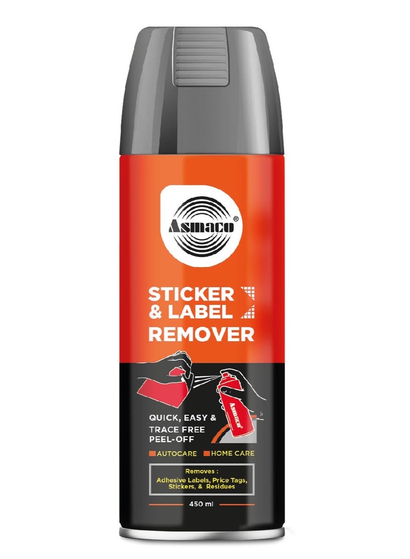 Asmaco Sticker and Label Remover Spray- Quick, Easy,Trace free Peel off-450ml- Removes Adhesives,Stickers,labels and its residue-For Homecare and Autocare-Sticker Remover - Image 1