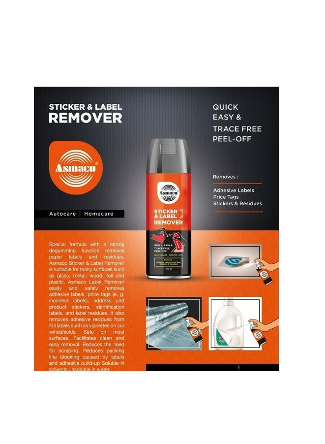 Asmaco Sticker and Label Remover Spray- Quick, Easy,Trace free Peel off-450ml- Removes Adhesives,Stickers,labels and its residue-For Homecare and Autocare-Sticker Remover - Image 2