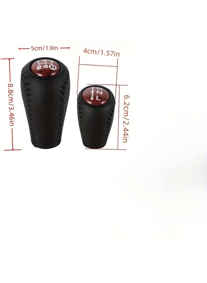 Gray Shift Knob 5 Speed Manual Transmission PU Leather Gear Shift Handle 2Pcs Set - Image 2