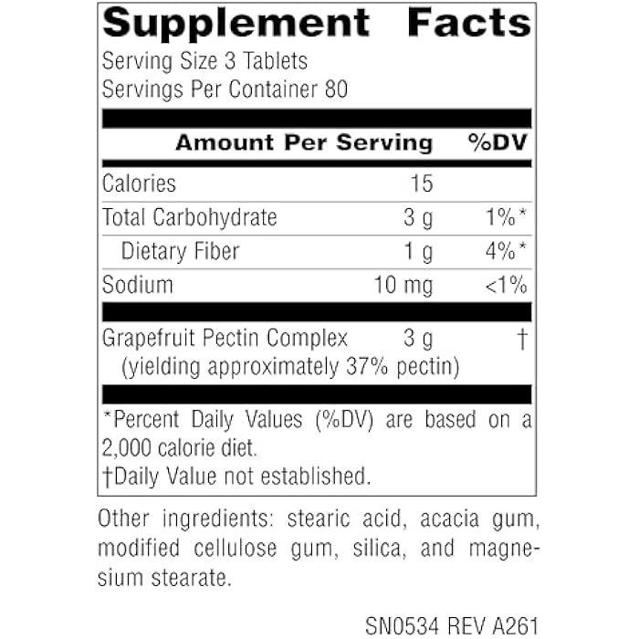 Source Naturals Grapefruit Pectin Complex, Soluble Fiber, Dietary Supplement - 1000 mg - 240 Tablets - Image 2