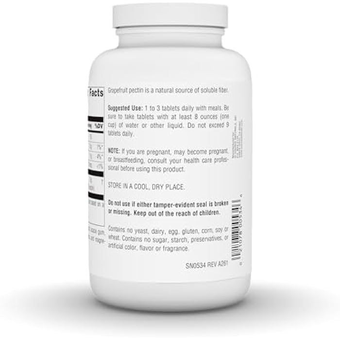 Source Naturals Grapefruit Pectin Complex, Soluble Fiber, Dietary Supplement - 1000 mg - 240 Tablets - Image 4