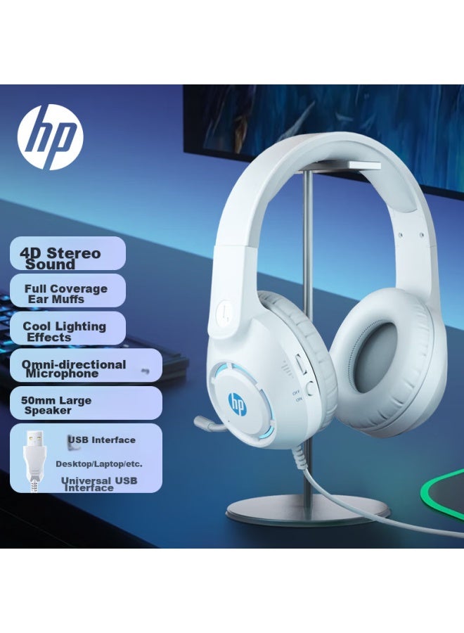 Hp Dhe-8013 Wired Over-ear Headphones, Noise-cancelling Stereo Surround Gaming Headset For Pubg, Study And Entertainment, With Microphone And Usb Interface - Image 1