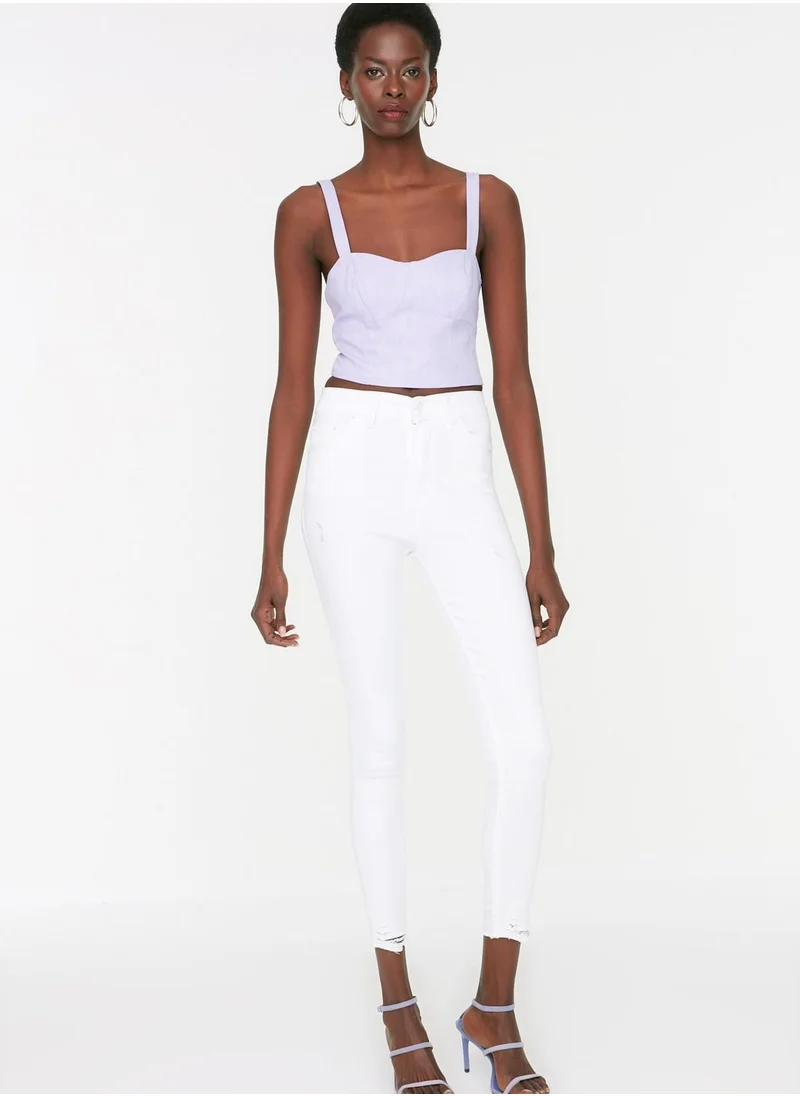 trendyol Ripped Hem Skinny Jeans