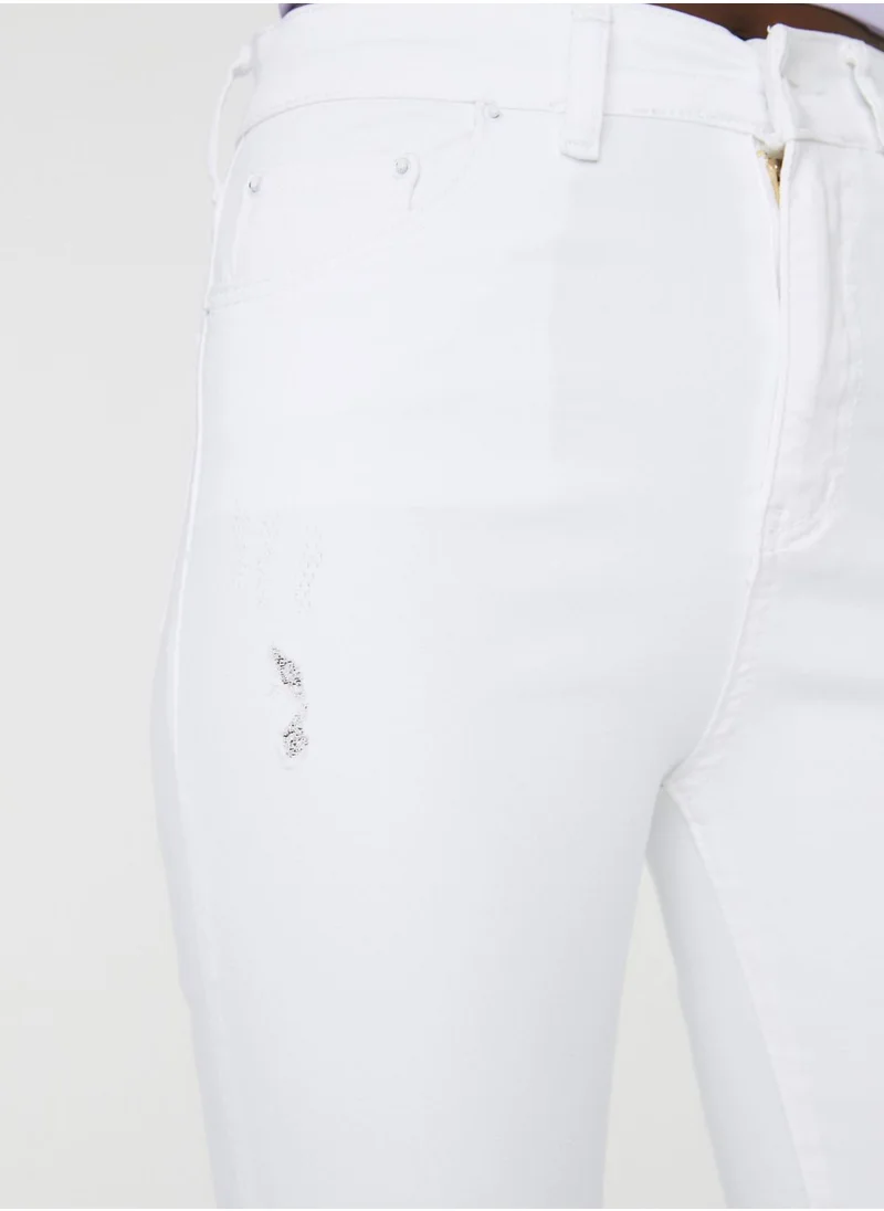 trendyol Ripped Hem Skinny Jeans