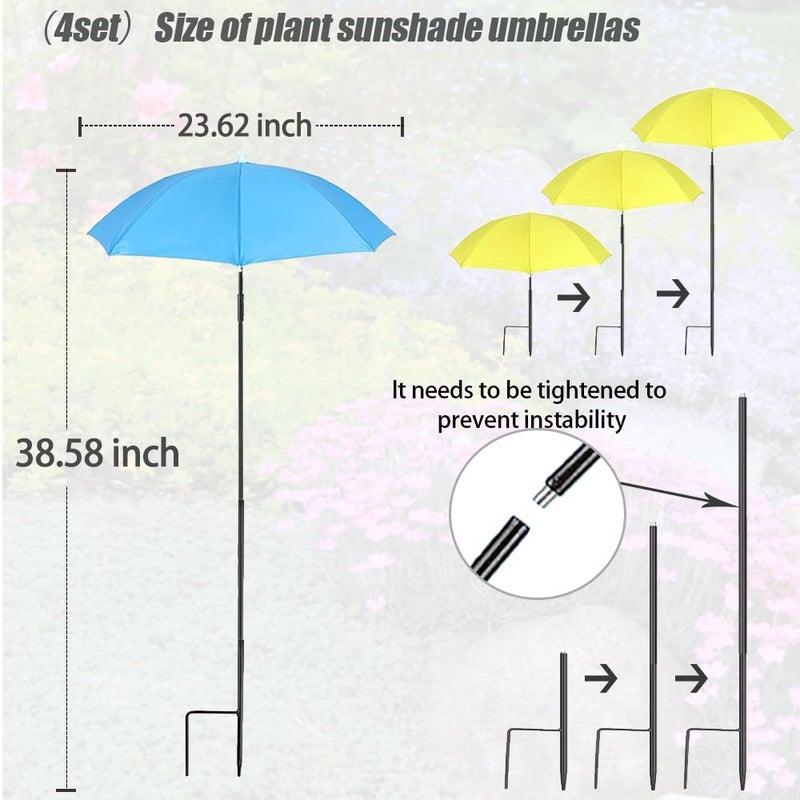 Vorriop Upgraded 4pcs Plant Umbrellas for Outdoor Plantsï¼ŒGarden Beds Shadeï¼ŒAdjustable Height Provides Shade for Potted to Protect Their Flowers from Intense Sunlight and Rain - Image 4