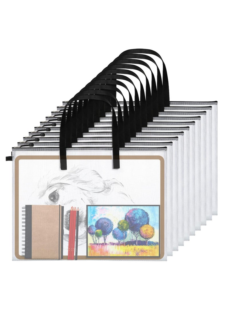 Frienda Frienda 10 Pieces Portfolios Bags 19 x 25 Inches Waterproof Portfolios Bag Posters Storage Bags Supply Bags with Zipper and Handle for art Artworks, Bulletin Boards, Charts and Teaching Material - Image 1