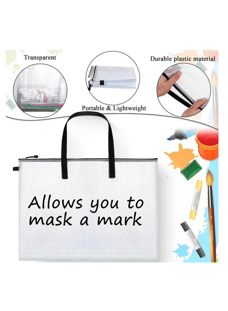 Frienda Frienda 10 Pieces Portfolios Bags 19 x 25 Inches Waterproof Portfolios Bag Posters Storage Bags Supply Bags with Zipper and Handle for art Artworks, Bulletin Boards, Charts and Teaching Material - Image 2