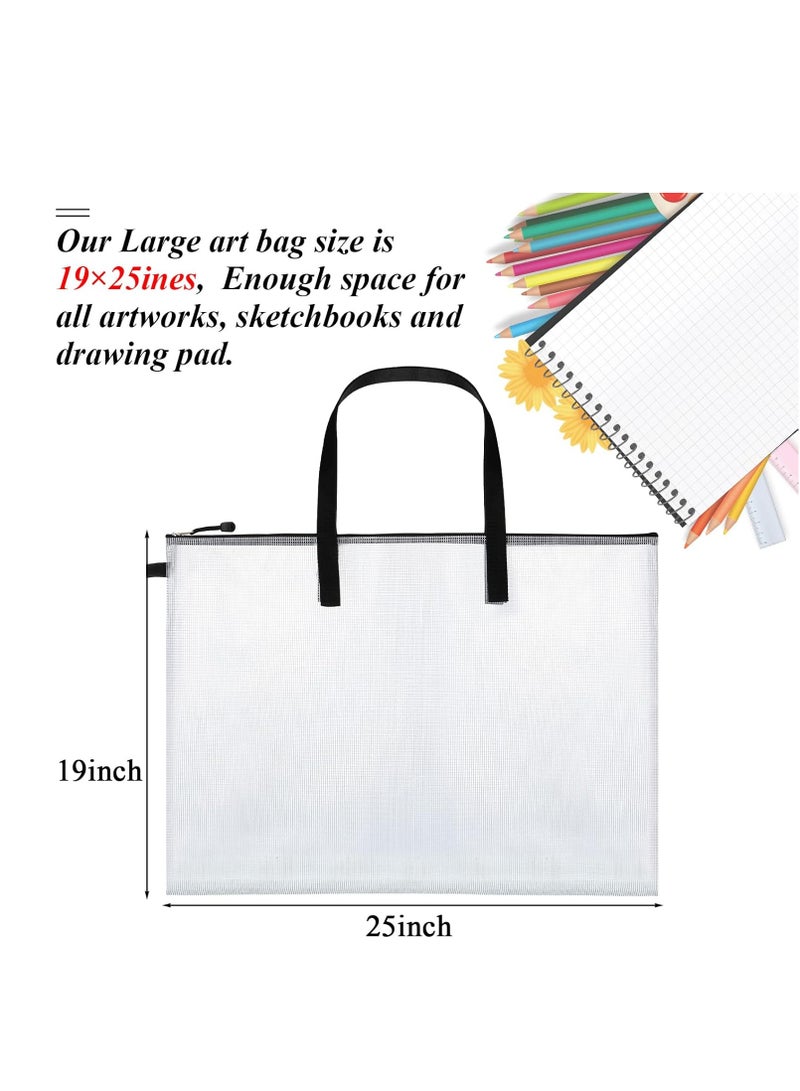 Frienda Frienda 10 Pieces Portfolios Bags 19 x 25 Inches Waterproof Portfolios Bag Posters Storage Bags Supply Bags with Zipper and Handle for art Artworks, Bulletin Boards, Charts and Teaching Material - Image 3