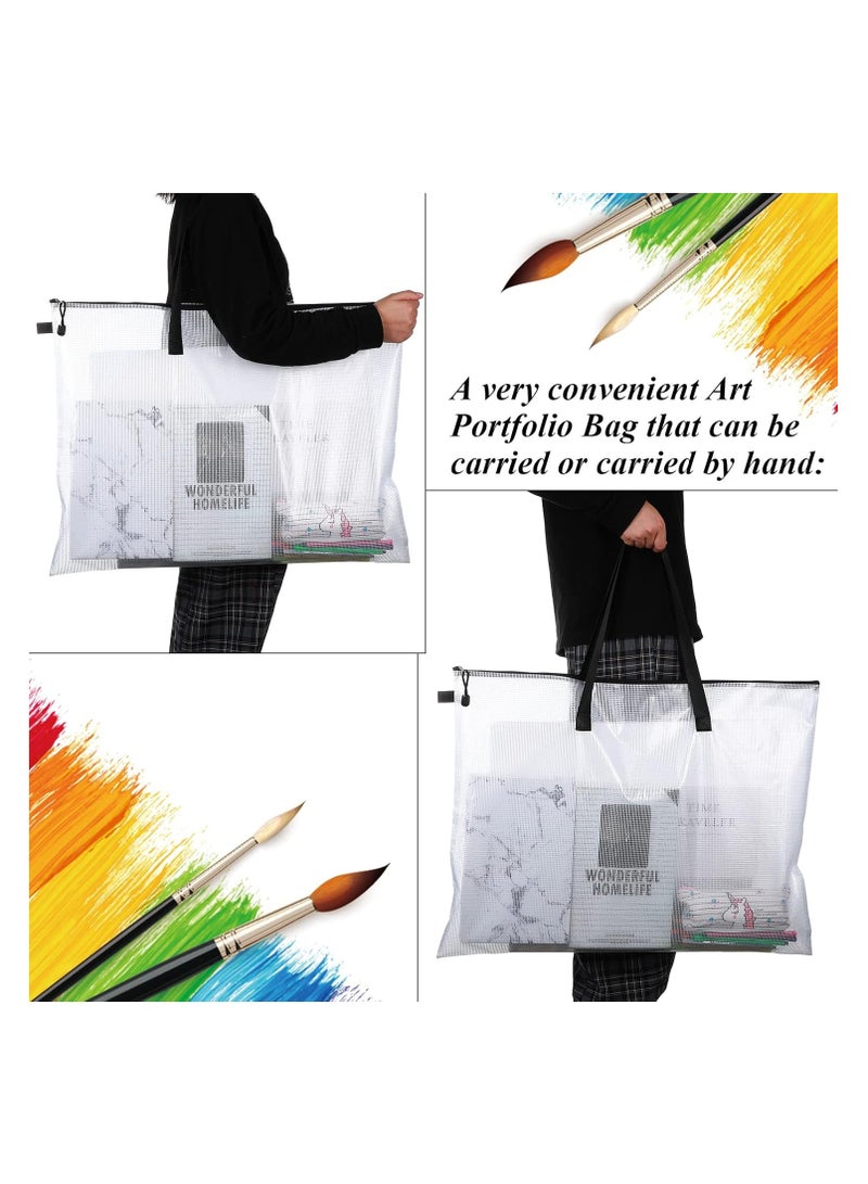 Frienda Frienda 10 Pieces Portfolios Bags 19 x 25 Inches Waterproof Portfolios Bag Posters Storage Bags Supply Bags with Zipper and Handle for art Artworks, Bulletin Boards, Charts and Teaching Material - Image 5