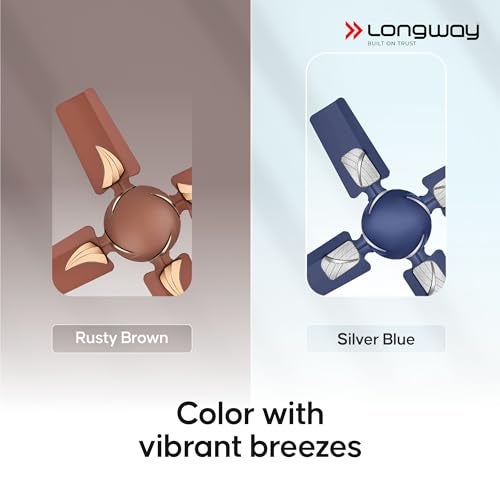 LONGWAY Creta P1 600 mm/24 inch Ultra High Speed 4 Blade Anti-Dust Decorative Star Rated Ceiling Fan 2 Years Warranty (Silver Blue, Pack of 1) - Image 3
