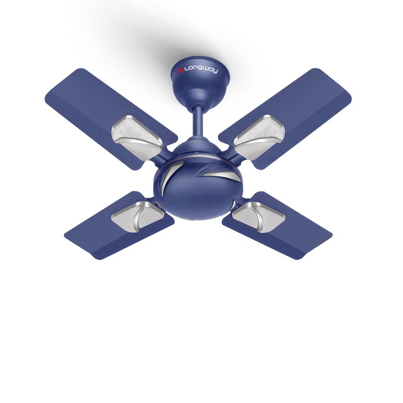 LONGWAY Creta P1 600 mm/24 inch Ultra High Speed 4 Blade Anti-Dust Decorative Star Rated Ceiling Fan 2 Years Warranty (Silver Blue, Pack of 1) - Image 5