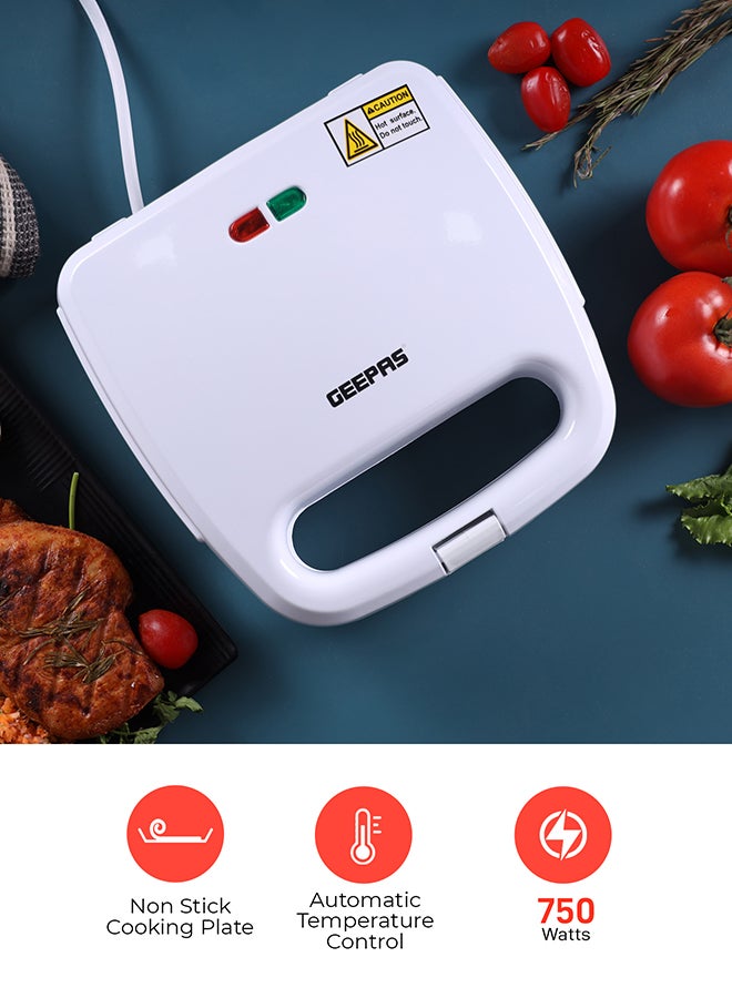 GEEPAS Sandwich Toaster Non Stick Heating Plate Thermostat Control With Indicator Light 750 W GGT686N Black/White - Image 4