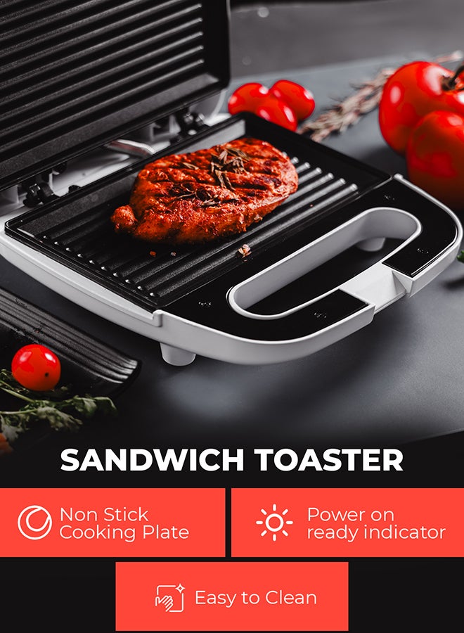 GEEPAS Sandwich Toaster Non Stick Heating Plate Thermostat Control With Indicator Light 750 W GGT686N Black/White - Image 3