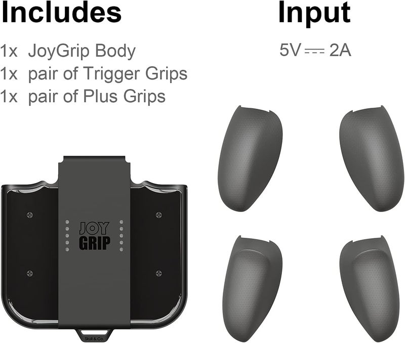 سكال اند كو Skull & Co. JoyGrip لوحدة تحكم Nintendo Switch وSwitch OLED Joy-Con: حامل عصا تحكم محمول قابل لإعادة الشحن مع مقابض قابلة للتبديل - رمادي - Image 3