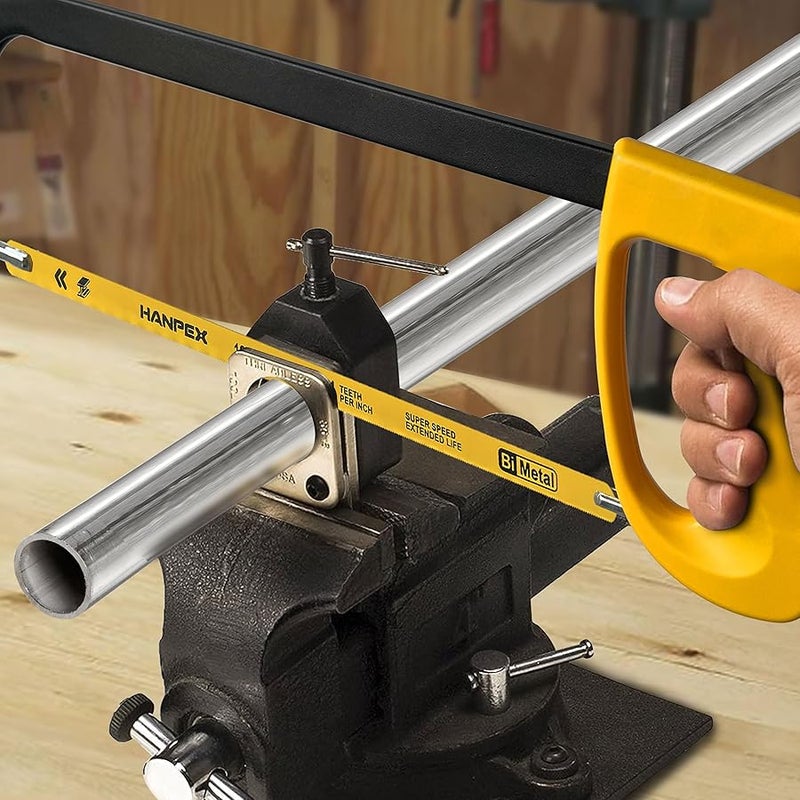 Hanpex 12in. High-Tension Hacksaw Frame with 24 TPI Bi-metal Blade, Hand Saw Suitable for Metal, wood, PVC, Carpentry - Image 4