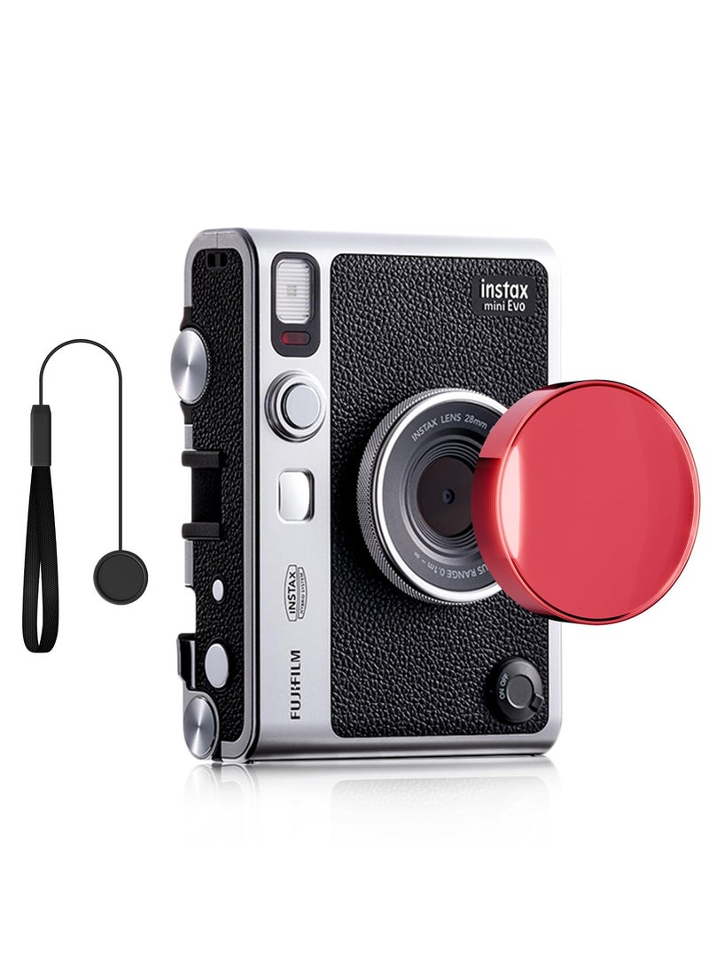 SYOSI Lens Cap for Fujifilm Instax Mini Evo, Fuji Mini Accessories for Fuji Instax Mini Evo Lens Cover, PC Material Mini Evo Lens Cap with Flocking Internal - Red - Image 1
