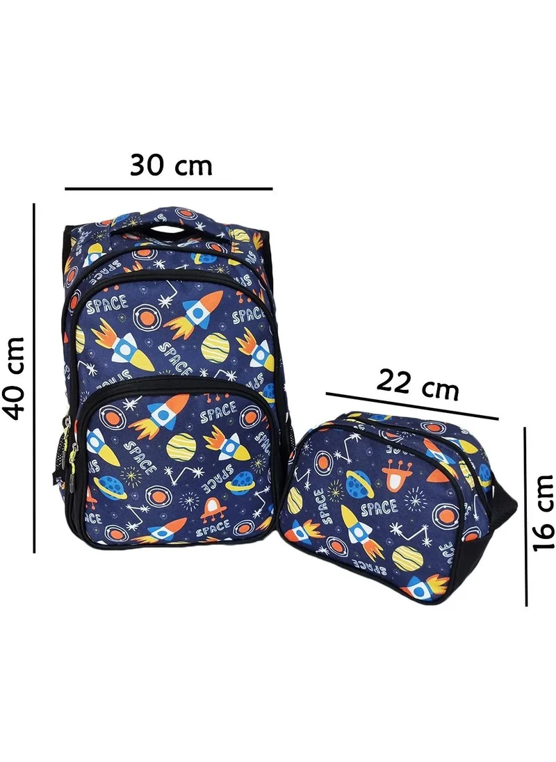 Masho Trend 3 Compartment Space School Bag + Lunch Rocket Bag Primary School Bag Backpack Boys Bag