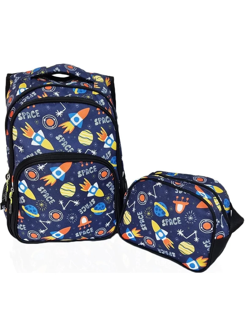 Masho Trend 3 Compartment Space School Bag + Lunch Rocket Bag Primary School Bag Backpack Boys Bag