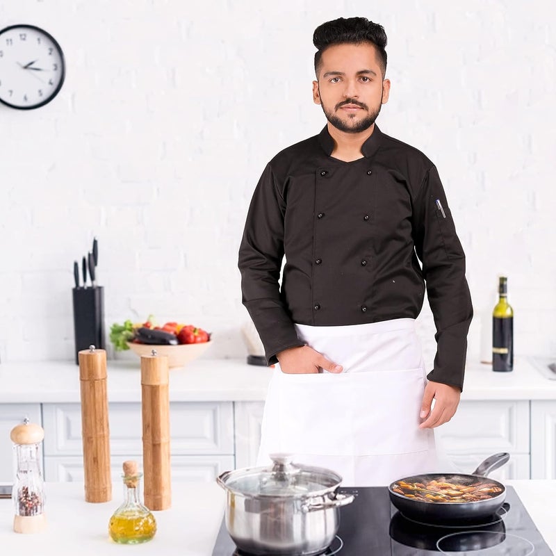 YANEK Kitchen Short Apron | Unisex | Chef Kitchen Adjustable Bib Apron with Pockets & Adjustable Tie Rope | For Home, Restaurant, Café, Hotel, Bakery, Salon - Image 3