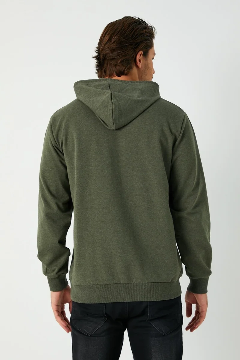 ميتاليك Khaki Men's Hooded Kangaroo Pocket Sweatshirt