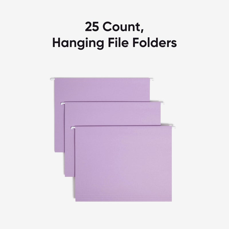 Smead Standard Hanging File Folders, 25 Count, Lavender, 1/5-Cut Adjustable Tabs, Letter Size (64064) - Image 3