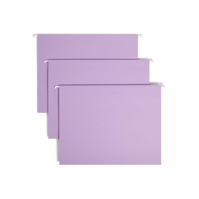 Smead Standard Hanging File Folders, 25 Count, Lavender, 1/5-Cut Adjustable Tabs, Letter Size (64064) - Image 1