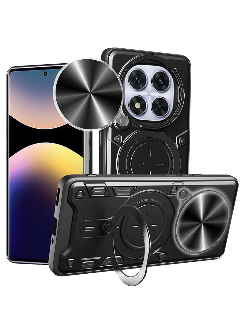 GOLDEN MASK Compatible With Xiaomi Redmi Note 14 Pro 4G Armored Camera Shield Cover Camera Lend Protection, Built-in 360° (Black)