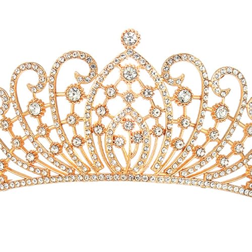 Peora Gold Plated Cubic Zirconia Studded Princess Tiara Crown for Girls & Women Birthday Hair Accessories - Image 5