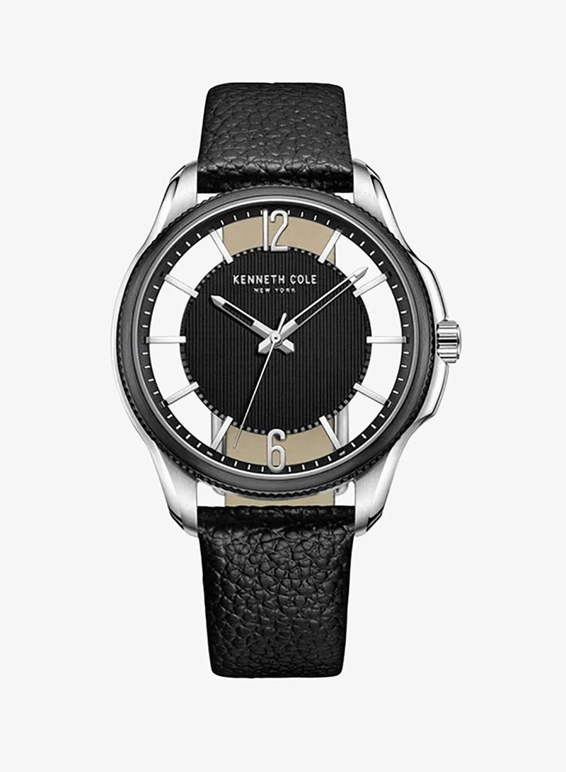 كينيث كول نيو يورك Watch For Men With Black Genuine Leather Strap 42mm