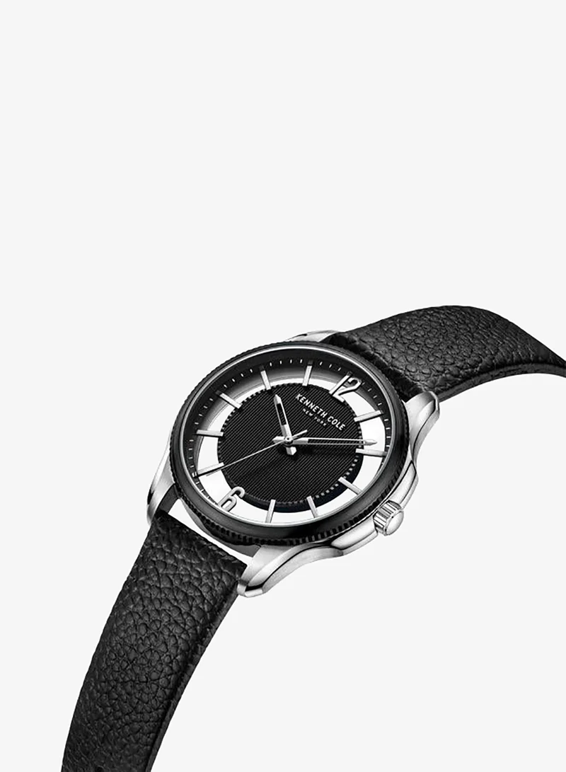 كينيث كول نيو يورك Watch For Men With Black Genuine Leather Strap 42mm