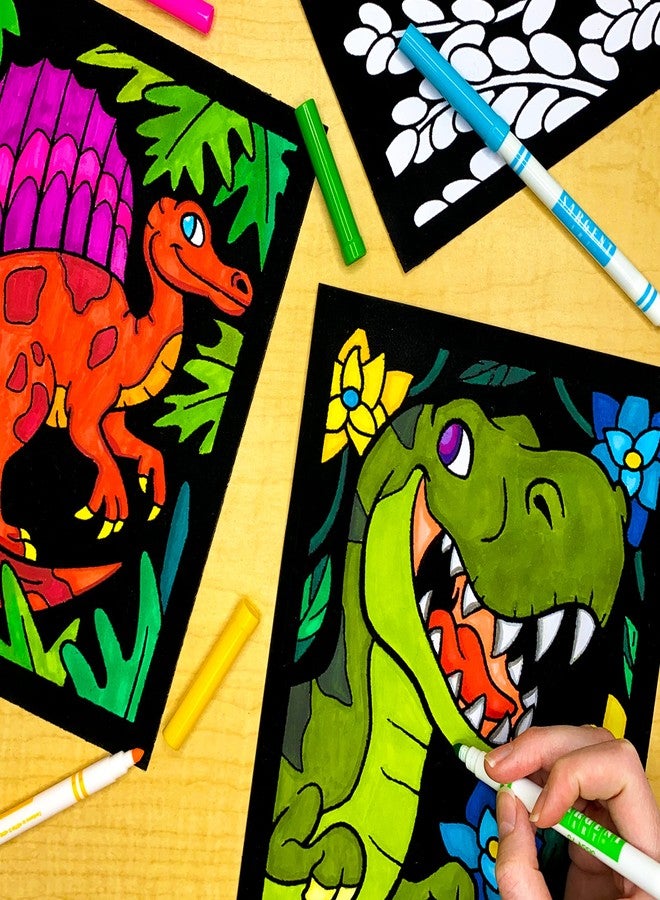 Stuff2Color Dinosaurs - 6 Pack of Fuzzy Velvet Coloring Posters for Kids, Toddlers, Girls, and Boys (All Ages Arts and Crafts Activity) - Includes T-Rex, Stegosaurus - Perfect for Vacation Travel or Plane - Image 3