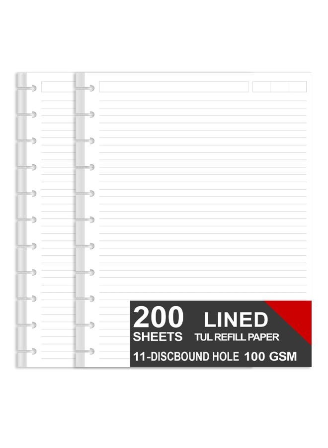 Nokingo (Pack of 2) Letter Size Refills Paper, A4 Loose Leaf Paper for TUL Custom Note-Taking System Discbound Notebook Planner Inserts, 200 Sheets/400 Pages, White, 8.5 X 11 Inch - Image 1