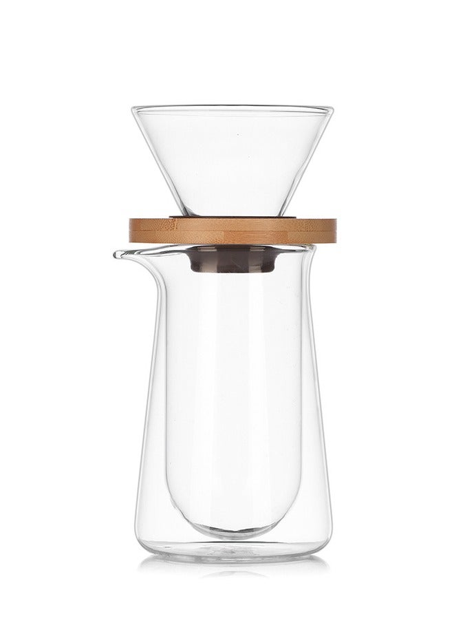 general Double-layer glass manual pour-over coffee pot for home use sharing pot high borosilicate filter cup cold brew and cold drip coffee maker - Image 1