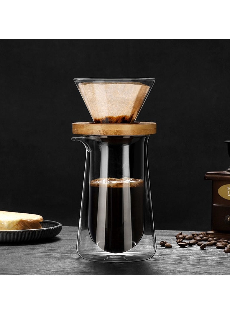 general Double-layer glass manual pour-over coffee pot for home use sharing pot high borosilicate filter cup cold brew and cold drip coffee maker - Image 2