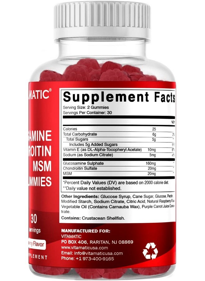 2 Pack Glucosamine Chondroitin Gummies With Msm & Vitamin E Joint Support 60 Pectin Based Gummies