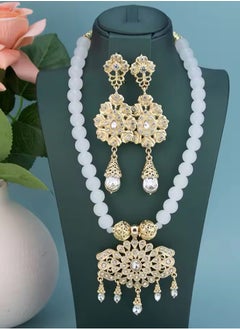 ANUM BY MUNA Exquisite Handcrafted Arabic Jewelry Set - Beaded Necklace & Long Drop Earrings  - Image 1